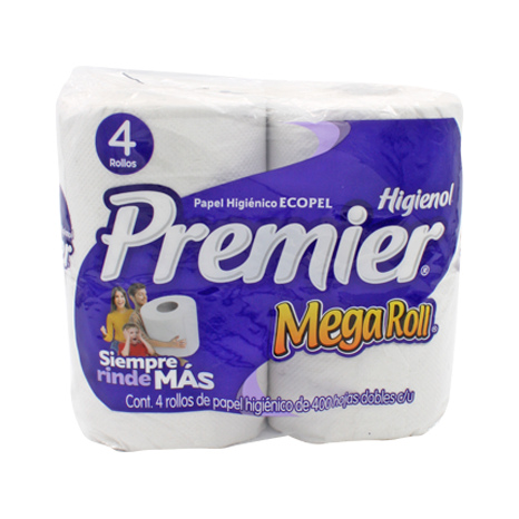 PAPEL HIGIENICO MEGAROLL PREMIER 400 HD 4 ROLLOS