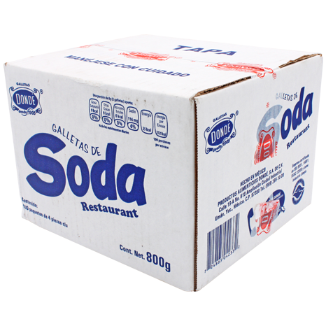 GALLETA DE SODA RESTAURANTERA DONDE 100 PAQUETES DE 4 PZAS CAJA