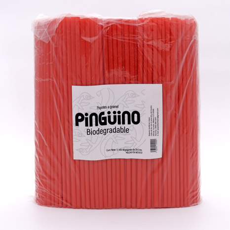 POPOTE BIODEGRADABLE PINGÜINO 28 CM PAQUETE 500 G