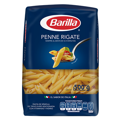 PASTA PLUMA PENNE RIGATE BARILLA 500 GR PIEZA
